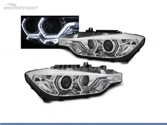 FAROIS DIANTEIROS ANGEL EYE XENON 3D U PARA BMW SERIE 3 F30 / F31 2015-2018