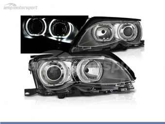 FAROIS DIANTEIROS ANGEL EYE LED PARA BMW SERIE 3 E46 2001-2005