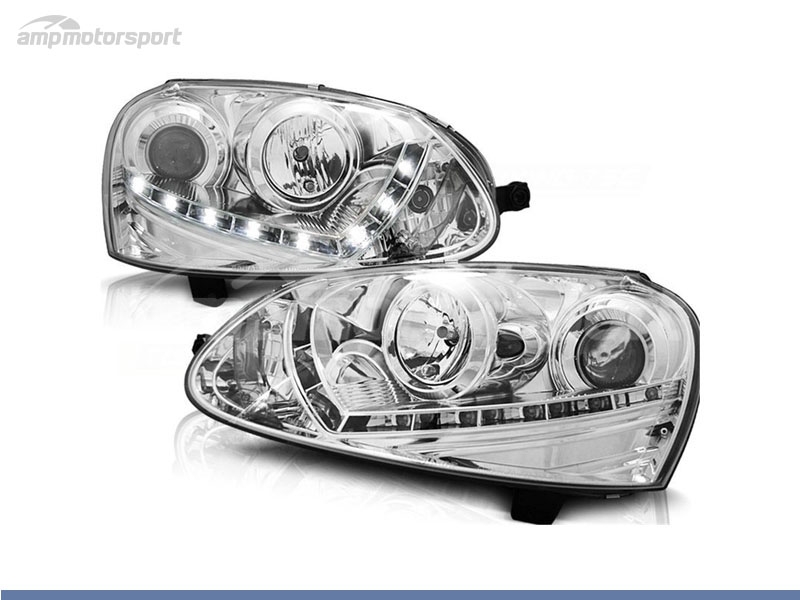 Peça - Farois Dianteiros Luz Diurna Led Para Volkswagen Golf 5 2003