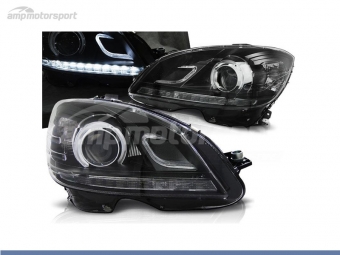 FAROIS DIANTEIROS LUZ DIURNA LED REAL DRL PARA MERCEDES CLASE C W204