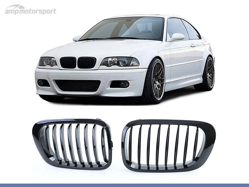 Peça - Grelha Dianteira Preta Brilho Para Bmw Serie 3 E46 Coupe/Cab