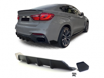 ADICIONADO DIFUSOR TRASEIRO BMW X6 F16 14-19 PRETO FOSCO