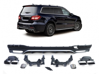 DIFUSOR TRASEIRO MERCEDES GLS X166 15-19 + PONTEIRAS DE ESCAPE CROMADAS