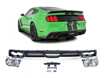 DIFUSOR TRASEIRO FORD MUSTANG MK6 2014-2017 + PONTEIRAS DUPLAS