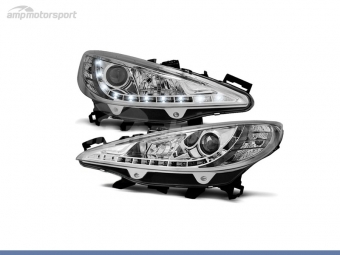 FAROIS DIANTEIROS LUZ DIURNA LED REAL DRL PARA PEUGEOT 207