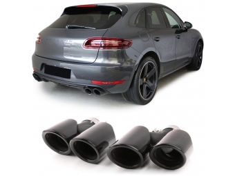 COLAS DE ESCAPE DOBLES PARA PORSCHE CAYENNE 95B 14-17 NEGRO BRILLANTE