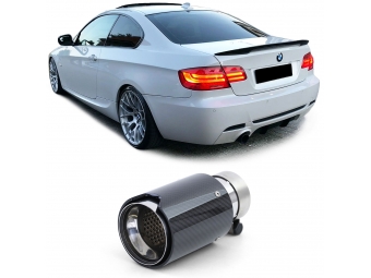 PONTEIRA DE ESCAPE REDONDA CARBONO BRILHANTE LOOK BMW