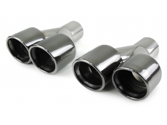 KIT PONTEIRAS DE ESCAPE EM PRETO INOX ESQUERDA E DIREITA DUPLA SAIDA