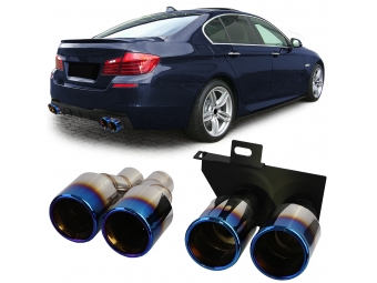 COLA + EMBELLECEDOR DE ESCAPE DOBLE DE TITANIO DUPLEX CON 4 SALIDAS LOOK-M PARA BMW F10/F11