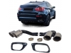 PONTEIRAS DE ESCAPE DUPLAS CROMADAS + MARCO EMBELEZEDOR PRETO BRILHO BMW X6 E71 08-14