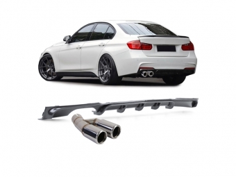 DIFUSOR TRASEIRO EM CARBONO PARA BMW SÉRIE 3 F30/F31 + PONTEIRA DE ESCAPE CROMADA