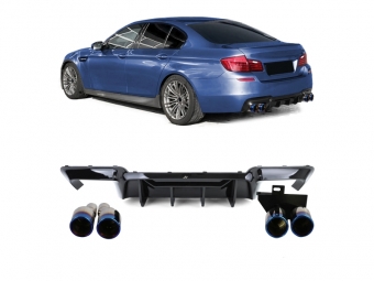DIFUSOR TRASERO LOOK M5 EN NEGRO BRILLANTE PARA BMW SERIE 5 F10/F11 + COLAS TITANIO