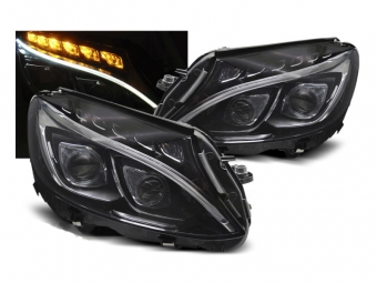 FAROS DELANTEROS LUZ DIURNA PARA MERCEDES CLASE C W205 NEGROS 2014-2018