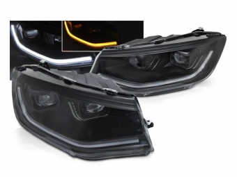 FAROIS DIANTEIROS FULL LED PRETOS PARA VW CADDY 2020-