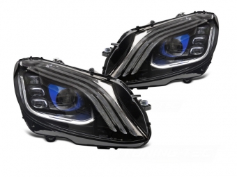 FAROS DELANTEROS LUZ DIURNA PARA MERCEDES CLASE C W205 NEGROS 2014-2021