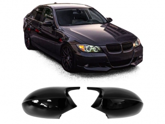 CARCASAS ESPEJOS RETROVISORES BMW SERIE 3 E90 E91 LOOK M3 NEGRO BRILLO