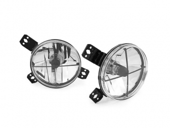 FARÓIS DIANTEIROS INTERIORES FUNDO CROMADO COM CRUZ PARA VW GOLF MK1 / MK2