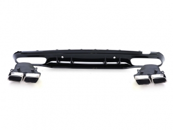 DIFUSOR TRASERO CON COLAS CROMADAS PARA MERCEDES CLASE C KOMBI/SEDAN W205 NEGRO BRILLO