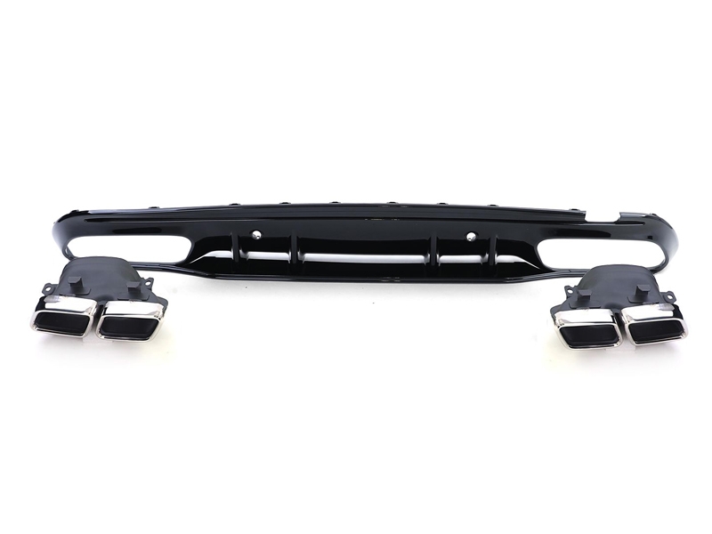 DIFUSOR TRASERO CON COLAS CROMADAS PARA MERCEDES CLASE C KOMBI/SEDAN W205 NEGRO BRILLO