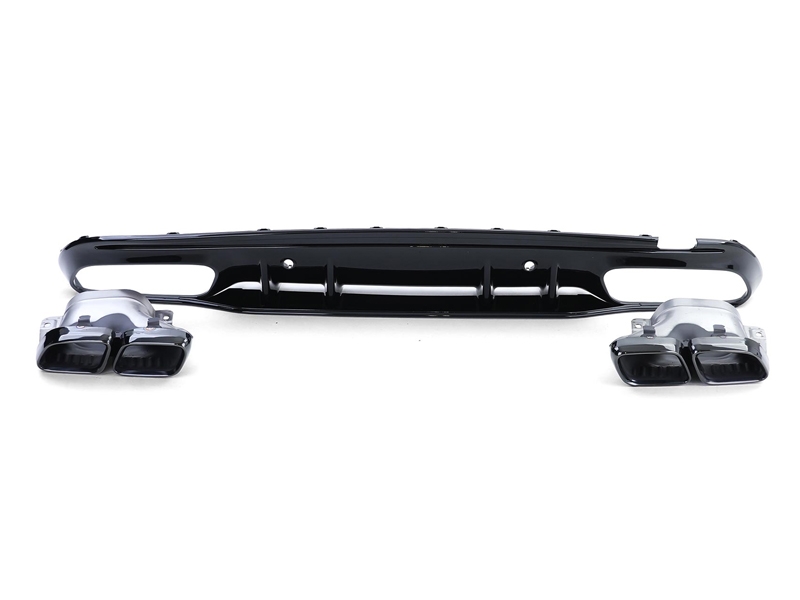 DIFUSOR TRASERO CON COLAS NEGRAS PARA MERCEDES CLASE C KOMBI/SEDAN W205 NEGRO BRILLO