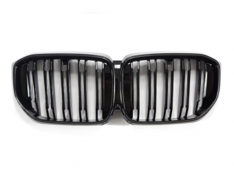 GRELHA DIANTEIRA DUPLA LAMA LED PARA BMW X5 G05 LCI - PRETO BRILHO