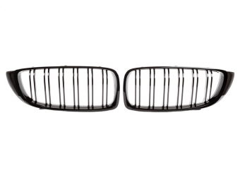 PARRILLA DELANTERA DOBLE LAMA PERFORMANCE PARA BMW SERIE 4 F32 / F33 / F36 NEGRO BRILLO