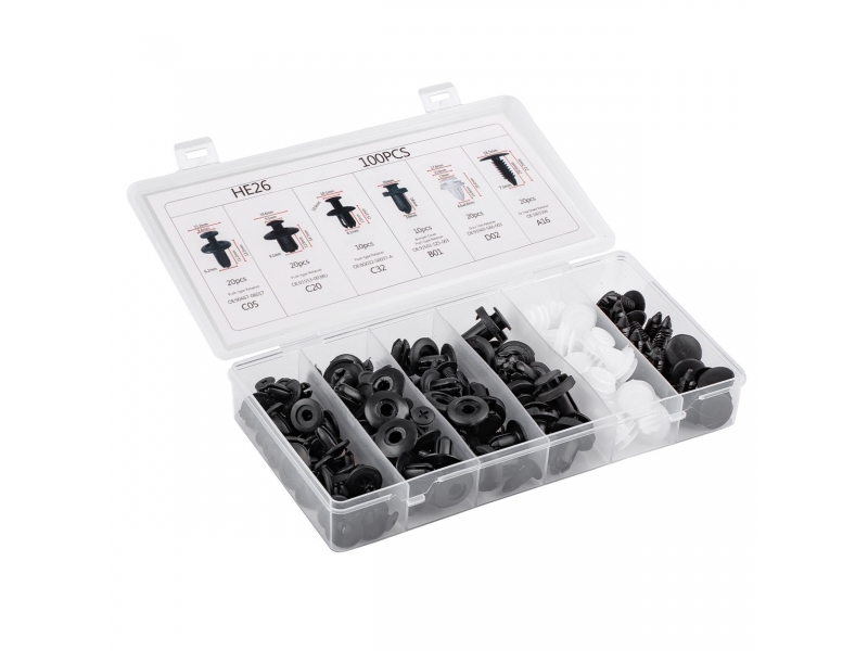 CONJUNTO DE GRAMPOS PARA CARROÇARIA X 100 UNIDADES.