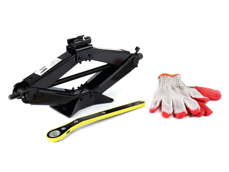 GATO DE TIJERA 2T CON MANGO DE LLAVE + GUANTES DE TRABAJO AMiO-02479