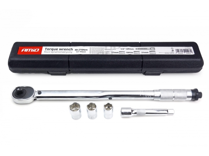 CHAVE DINAMOMÉTRICA COM CHAVES DE CAIXA 17/19/21 MM 40-210 NM AMiO-02407