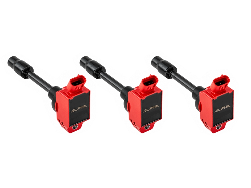 KIT DE 3 BOBINAS DE IGNIÇÃO ALPHA COMPETITION TOYOTA YARIS GR - VERMELHA