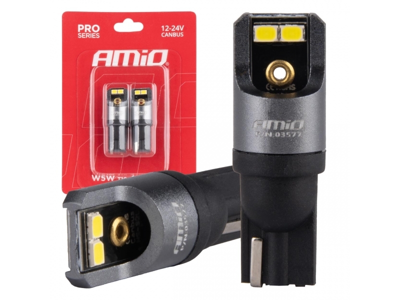 BOMBILLAS LED CANBUS PRO T10 W5W 4X2016 SMD BLANCO 12V 24V AMiO-03577