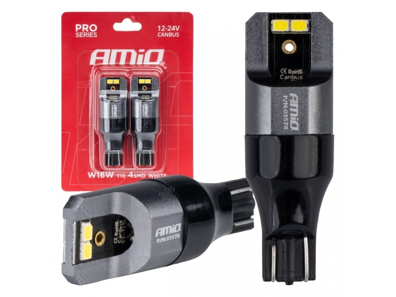 BOMBILLAS LED CANBUS PRO T15 W16W 4X2016 SMD BLANCO 12V 24V AMiO-03578