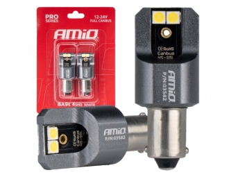 LÂMPADAS LED FULL CANBUS PRO T4W BA9S 4X3030 SMD BRANCO 12V 24V AMiO-03582