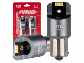 LÂMPADAS LED FULL CANBUS PRO PY21W 4X3030 SMD LARANJAS 12V 24V AMiO-03584