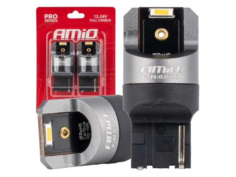 BOMBILLAS LED FULL CANBUS PRO WY21W 2X1860 SMD AMBER 12V 24V AMiO-03600