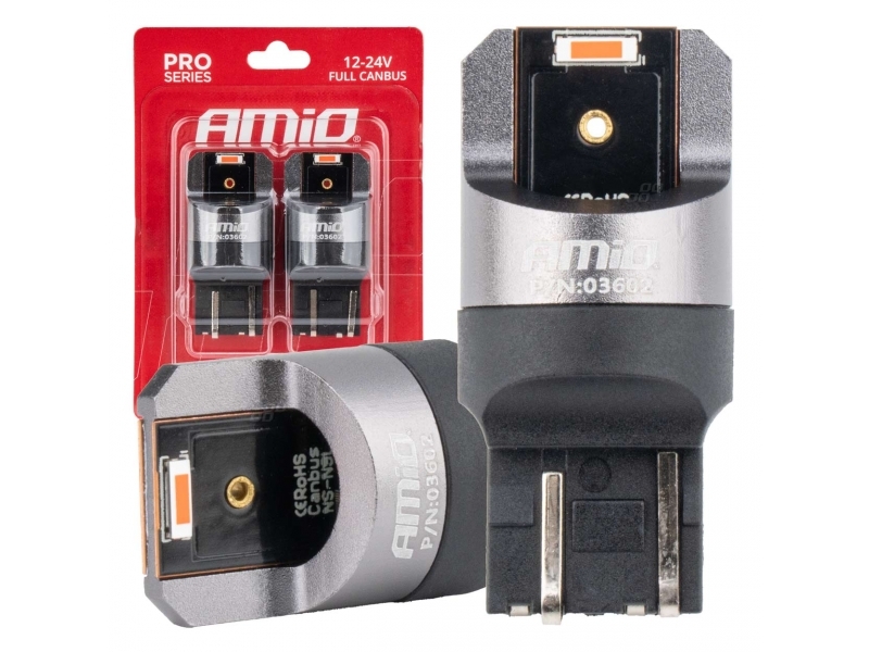 LÂMPADAS LED FULL CANBUS PRO W21/5W 2X1860 SMD VERMELHO 12V 24V AMiO-03602