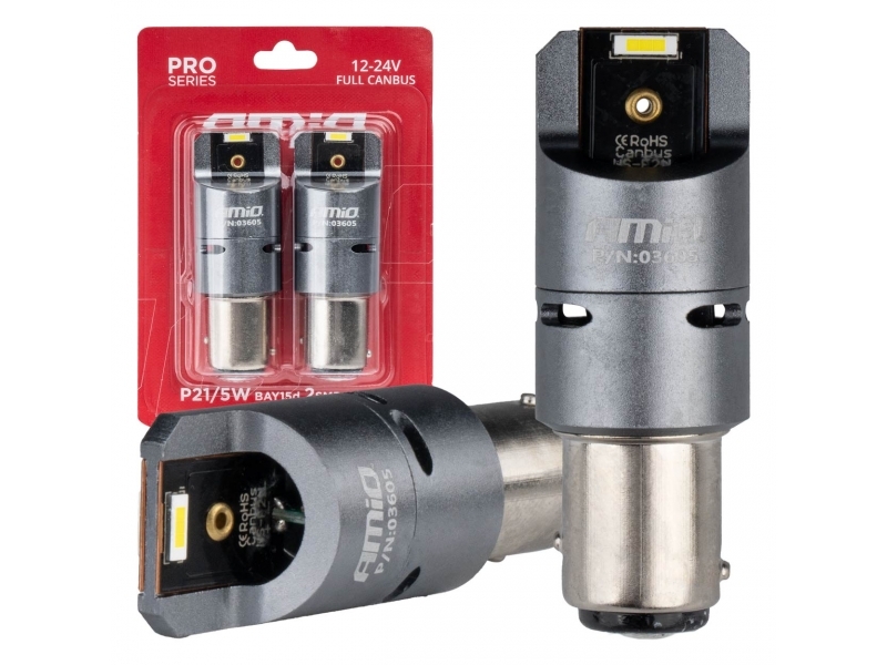 BOMBILLAS LED FULL CANBUS PRO BAY15D P21/5W 2X1860SMD BLANCO 12V 24V AMiO-03605
