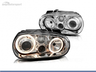 FAROIS DIANTEIROS ANGEL EYES + LOOK R32 PARA VOLKSWAGEN GOLF MK4