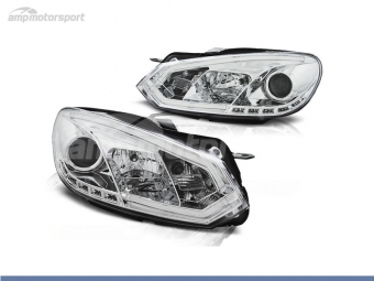 FAROS DELANTEROS LUZ DIURNA LED REAL + TUBE LIGHT PARA VOLKSWAGEN GOLF MK6