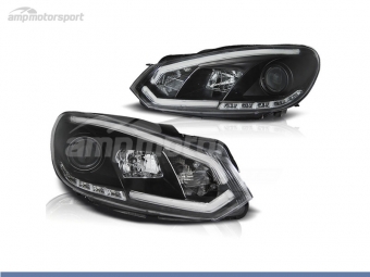 FAROIS DIANTEIROS LUZ DIURNA LED REAL + TUBE LIGHT PARA VOLKSWAGEN GOLF MK6