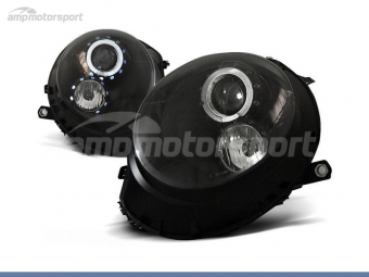 FAROIS DIANTEIROS ANGEL EYE PARA MINI COOPER R56/R57 NEGROS 2006-2014