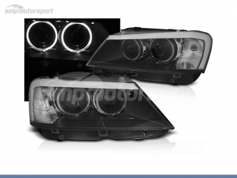 FAROIS DIANTEIROS ANGEL EYE PRETOS PARA BMW X3 F25 2010-2014