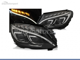 FAROIS DIANTEIROS LED PARA MERCEDES CLASE C W205 NEGROS 2014-2018