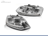 FAROIS DIANTEIROS LED DTS PARA VOLKSWAGEN POLO 6R CROMO 2009-2014