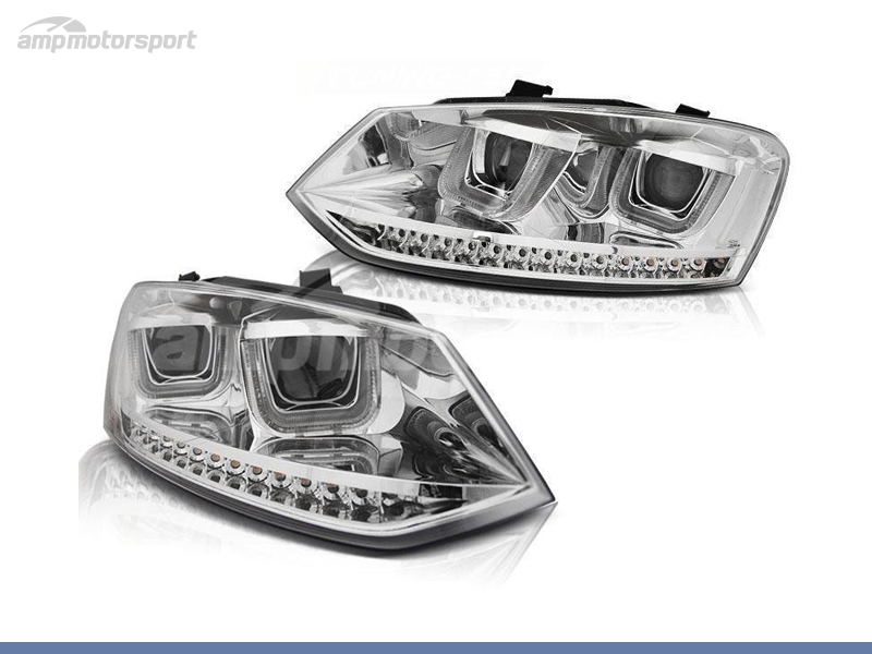 Peça - Farois Dianteiros Led Dts Para Volkswagen Polo 6R Cromo 2009