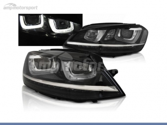 FAROIS DIANTEIROS LED DTS PARA VOLKSWAGEN GOLF 7 NEGRO 2012-2017