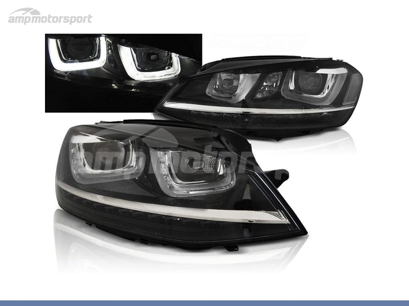 Peça - Farois Dianteiros Led Dts Para Volkswagen Golf 7 Negro 2012-